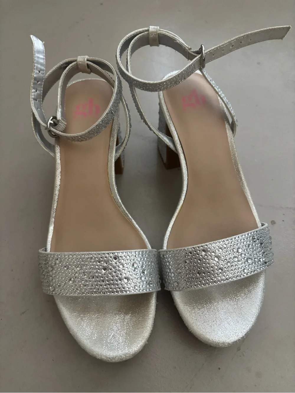 Gianni Bini Silver Rhinestone Block Heel Sandals